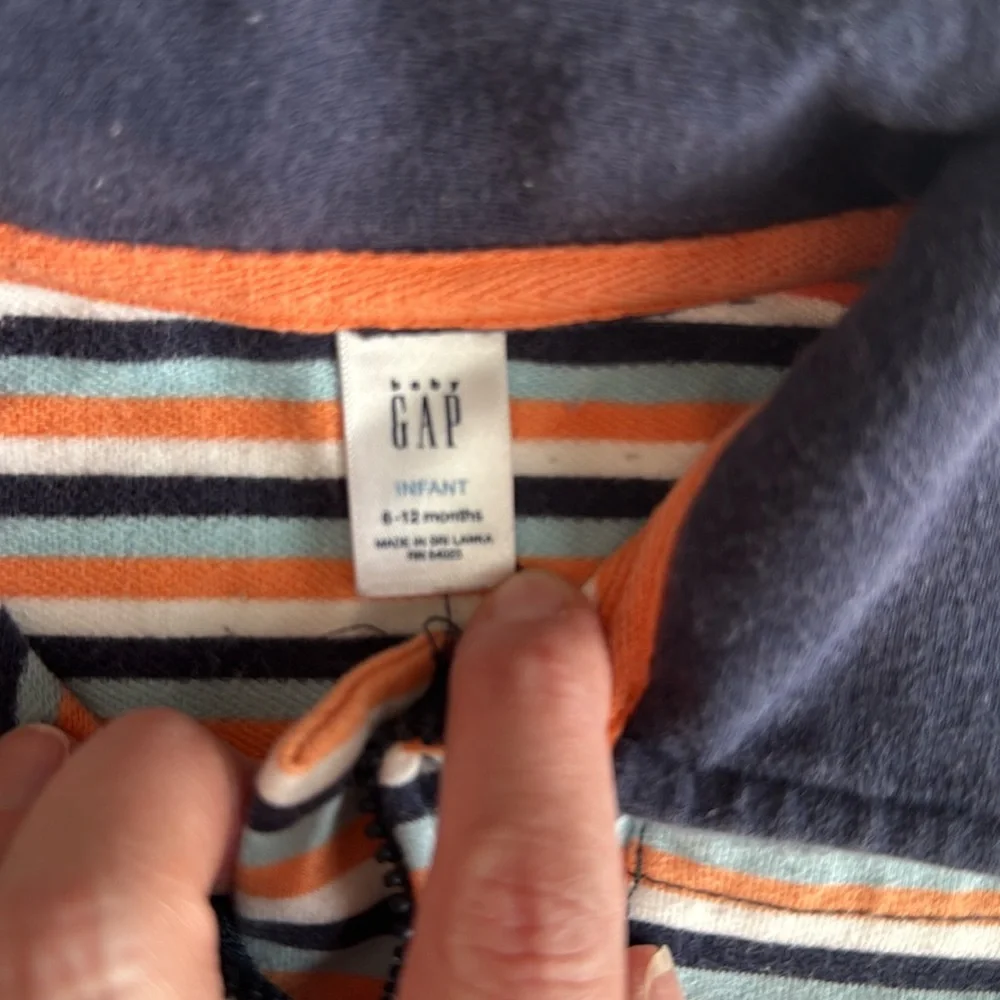 Baby Gap Vintage Blue/Orange/White Strip Jumpsuit 6-12 Months